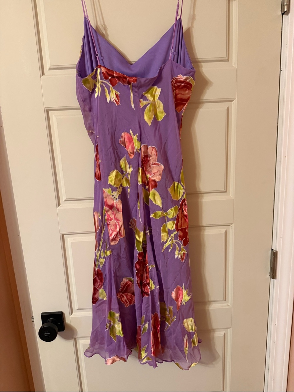 Vintage 90s/Y2K Betsey Johnson velvet burnout silk floral slip dress, size M - Picture 2 of 6